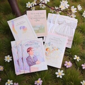 9 Unused Vintage Christening Communion Confirmation Greeting Cards W/ Envelopes